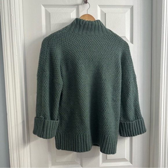 Talbots Sweater Chunky Green Turtleneck Wool Alpaca Knit Fall Size Medium Petite - Picture 5 of 7